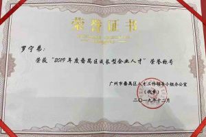 乐玩体育在线（中国）集团罗宁弟董事长荣获“2019年度番禺区成长型企业人才”